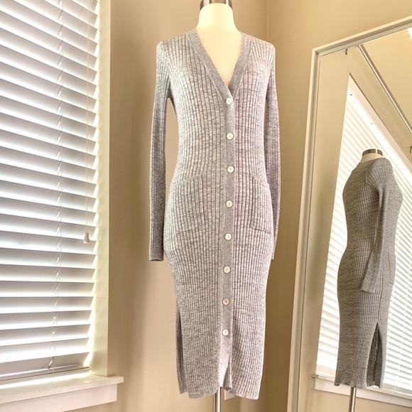 Autumn Cashmere Ribbed Maxi Cardigan In 